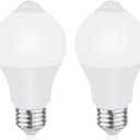 Motion Sensor Light Bulbs for Outdoor Indoor, 9W A19 Motion Detector Led Bulb, 60 Watt Equivalent, E26 800lm 5000K Daylight, Dusk to Dawn Motion Activated Security Lights for outside, Inside (2 Pack)