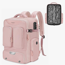 Taygeer Vacuum Backpack, Expandable Vacuum Seal Carry on Backpack with Rain Cover, 17'' laptop Compression Backpacks Travel with Shoe Compartment, TSA Approved Personal Item Compression Back Pack,Pink