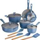 Tramontina Solara 14-Piece Ceramic Non Stick Cookware Set with Lids, Heavy-Gauge Aluminum Pots and Pans Kitchen Set with Nonstick Coating, Dishwasher and Oven Safe (Blue), 23.000 x 15.938 x 12.750