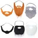 WILLBOND 6 Pcs Fake Beards Mustaches Halloween Fake Beard Costume Accessories Party Supplies for Adult Kids(Mixed Style)