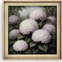 EAFPG Textured Gel Finish Framed Vintage Wall Art for Bathroom, Blush Hydrangea Plant Canvas Prints for Living Room, Bedroom & Kitchen, Floral Paintings for Office, Botanical Wall Decor, 8"x8"