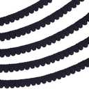 PH PandaHall 25 Yards Pom Poms Balls Fringe Trim, 1/2 inch(12mm) Single Edge Ball Trim Fringe Black Sewing Ribbon Crafts Pompoms Tassel Lace for Sewing DIY Crafts Party Home Decoration