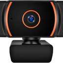 Generic HD Webcam 1080p with Built-in Microphone - 360 Rotation Pan & Tilt - Attachable Desktop Cam Perfect for Remote Work, Online Course Taking, Streaming, & Gaming, Black and Orange, ZHY1566