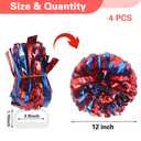 Lovecheer 4PCS Metallic Red and Blue Pom Poms Cheerleading