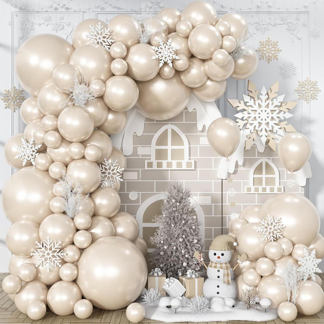 Pearl White Sand Balloons Different Sizes, Pearl Beige Balloons Garland Arch in 18 12 10 5 Inch Ivory Cream Boho Neutral Balloon for Wedding Bridal Shower Graduation Birthday Engagement Anniversary