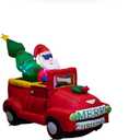 7FT Long Inflatable Car Outdoor Decoration,Blow up Santa Drives Red Car Christmas Tree with LED Lights Decorative for Outdoor Yard, Lighted up Christmas Convertible Truck Decorations