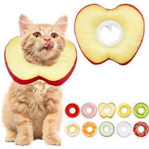 Cat Cone Collar Soft, Adjustable Cat Recovery Cone to Stop Licking, Cute Kitten Donut Collar After Surgery, Elizabethan Collars for Kittens, Lightweight Cats Neck Cones (Apple, Small)