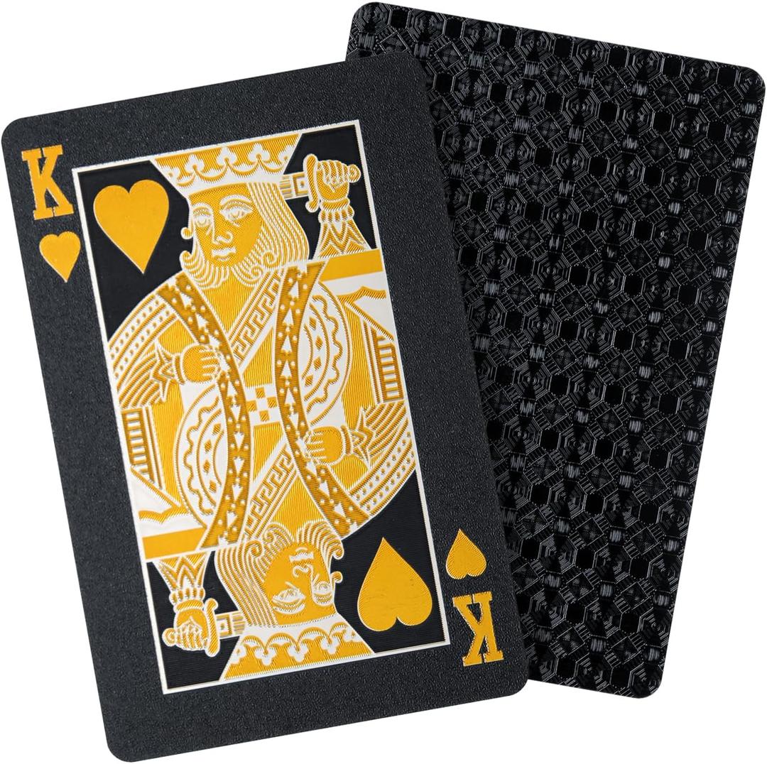 Waterproof Deck of CardsGift Playing CardsPoker Set, Men Pool Poker Cards (Black Diamond)