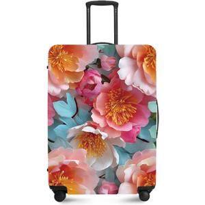FOREVER QUEEN Red Flower Luggage Cover Suitcase Protector Suitcase Cover Anti-Scratch,Stretchable Bag Cover Washable Durable Polyester