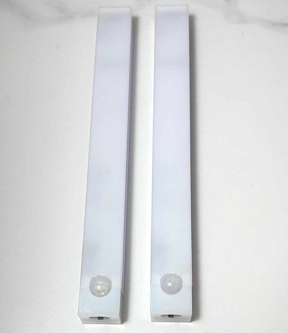 2-Pack, 8-Inch, LED Motion Sensor Cabinet Light, USB Rechargeable, Magnetic Mount, 120 Detection, White