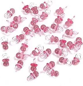 Adorox (144 Pieces) Pink Acrylic Baby Pacifiers Baby Shower Decoration Table Scatter