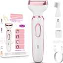 Women's Electric Razor Bikini Trimmer, 4-in-1 Cordless Shaver for Face, Legs, Underarms, Pubic Hair Wet/Dry Use, Painless Hair Removal