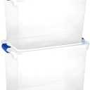 HOMZ 2-Pack Latching Lid, Clear Plastic Storage Organizer Bins, 112 Quart, Blue Latch - Stackable Organizing Containers for Home, Garage, and Office