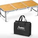 Anbte 3ft Low Folding Picnic Table, Thicker Aluminum Small Camping Table with Storage Bag, Portable Handle, Lightweight, for Camping Beach Party Picnic Floor, 34.2" x 15.7" x 10.3", Yellow