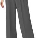 Betusline Women's Wide Leg Pants Business Casual Straight Office Trousers for Women,1#Grey, Medium (Gray, M)