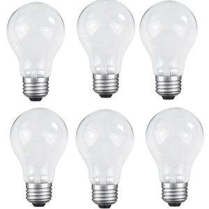 60 Watt Incandescent Light Bulbs, E26 A19 60W Stepless Dimming Light Bulbs 400lm, 3000K Soft Warm White, Vintage Clear Glass Incandescent Filament Bulb for Home (6 Pack)