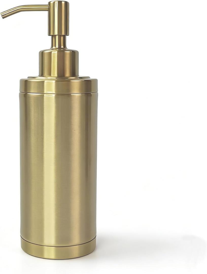 Soap Dispenser Stainless Steel Brushed Champagne Gold, 10 OZ Countertop Soap Dispenser Light Gold, Liquid Bottle for Kitchen & Bathroom Hand Dish Lotion