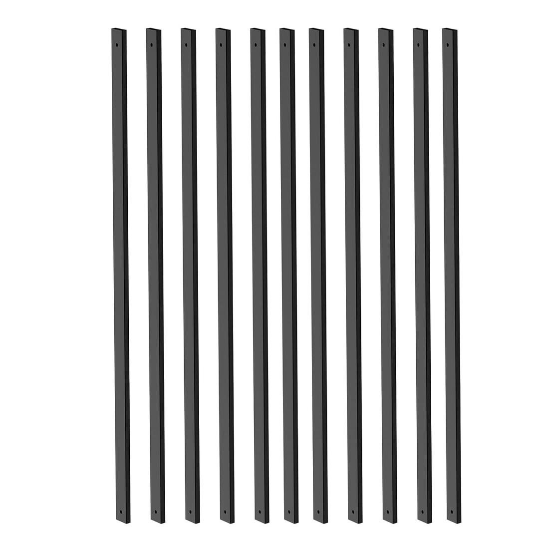Deck Balusters 36'' Straight Baluster, 60 Pack Black Metal Deck Spindle and Stairs Railing with Screws, Hollow Rectangle Deck Balusters for Deck Railing Porch