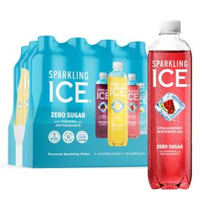 Sparkling Ice Blue Variety Pack, Zero Sugar Sparkling Water, with Vitamins and Antioxidants, 17 fl oz, 12 count (Classic Lemonade, Strawberry Watermelon, Grape Raspberry, Lemon Lime) (EXP 12/10/25)