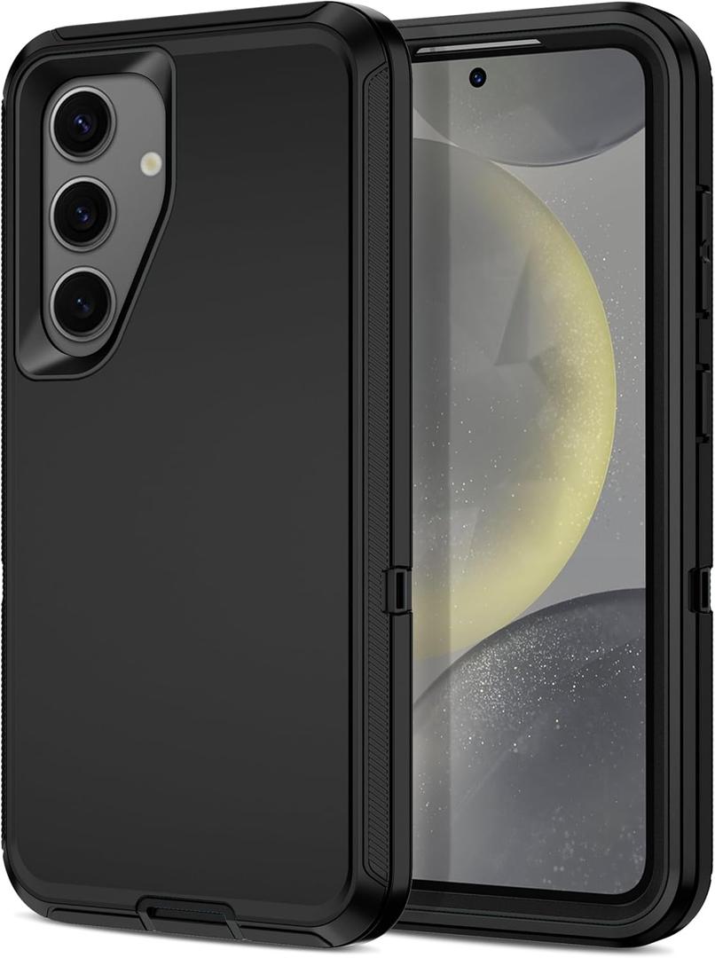 I-HONVA for Samsung Galaxy S24 Plus Case,Galaxy S25 Plus Case Shockproof Dust/Drop Proof 3-Layer Full Body Protection [Without Screen Protector] Rugged Heavy Duty Cover,Black