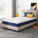 6 Inch Twin Size Mattress for Kids, Gel Cooling Memory Foam Mattress in A Box, Medium Firm Feel for Back Pain Relief, CertiPUR US Certified (White&blue)