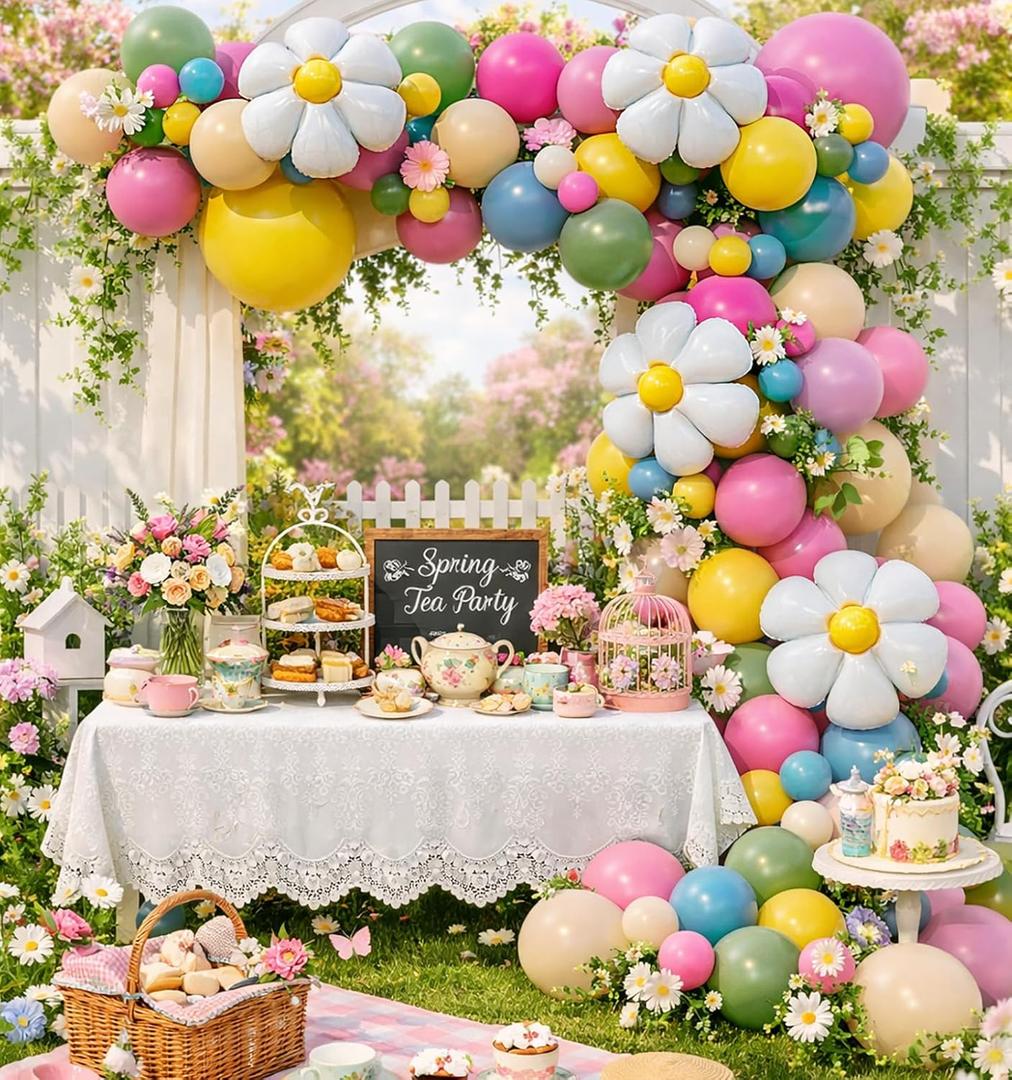 Wildflower Balloon Arch Garland kit 164pcs for Boho Bridal Shower Little Baby in Bloom Baby Shower Girls Spring Floral Daisy Birthday Party Decoration (Wildflower)