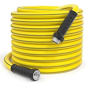 GREENER 50FT Tools Hybrid Garden Hose Dia.5/8’’ Inner Rv Garden Hose with Swivel Grip Handle 150PSI High Burst Strength Industrial Water Hose for All Weather Outdoor (Yellow)