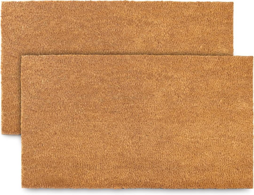 Plain Coir Doormat Bulk 30x17 Inch, 2 Pack Door Mat Coir w/Non-Slip PVC Backing, Blank Welcome Mat