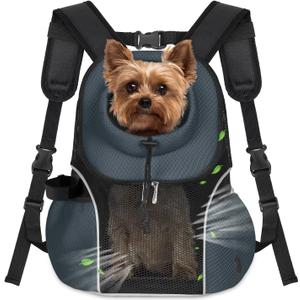 WOYYHO Pet Dog Carrier Backpack Small Dog Front Backpack Ventilated Mesh Dog Travel Back Pack with Safety Belt for Travel Hiking Cycling Outdoor Adventures (Size L: 10-14 lbs, Dark Gray)