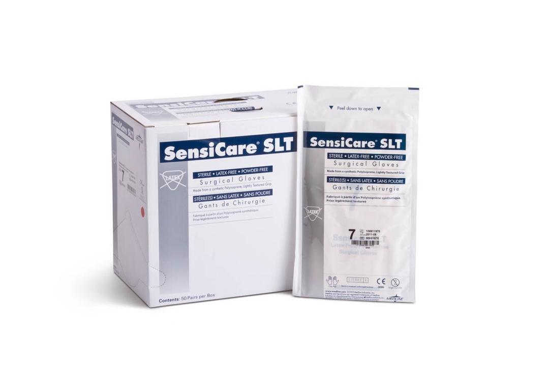 Medline MSG1570 SensiCare SLT Sterile Powder and Latex-Free Surgical Glove, Size 7, 200 Pairs (4 packs of 50)