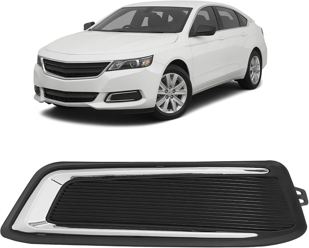 HECASA Left Fog Light Bezels Compatible with 2014-2020 Chevy Chevrolet Impala LS/LT/LTZ Front Bumper Fog Lamp Bezel Cover Trim Silvery Molding Driver Side Replacement for GM1038145 22738853
