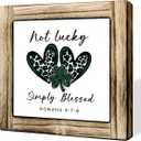 Shamrocks Heart Sign, Not Lucky Simply Blessed Sign, Christian St. Patrick's Day Decor, Farmhouse Shamrock Blocks Signs Gifts, Irish Themed Centerpiece Decorations for Home Decor