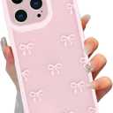 Cute Coquette Bow Phone Case for iPhone 13 Pro 6.1", Clear Aesthetic Pink Ribbon Bowknot Pattern Print Design Case Transparent Camera Protective Funda Shockproof Soft TPU Women Girls Cover