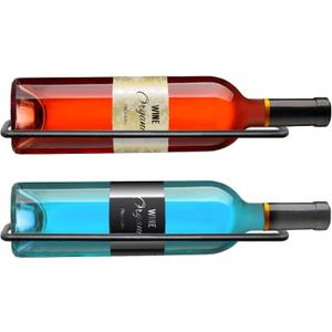 FLstudio Wall Mounted Rack: 2 Bottle Wall Mount Rack - Metal Bottle Holder Hanging Display and Storage Racks for Wine Cellar Home Kitchen Bar Decor