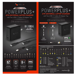 Helix ETHNBC65U ProSeries PowerPlus 65W Universal USB-C Laptop Charger