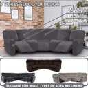 ULTICOR 7-Piece Sectional Sofa Covers, Velvet Stretch Reclining Couch Covers for Reclining L Shape Sofa, Thick, Soft, Washable (Dark Grey, 5 Seat Recliner Cover)