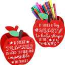 Fuutreo 2 Pack Teacher Appreciation Gifts Teacher Pencil Holder Gift for Table Centerpieces Decorations Thank You Apple Wooden Pencil Holder End of Year Gifts for Classroom School(Vivid)