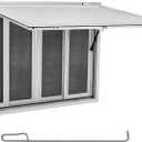 45"W x 30"H Concession Window, Aluminum Alloy Food Truck Service Window with 4 Horizontal Sliding Screen Windows & Awning Door & Drag Hook, Serving for Food Trucks Concession Trailers