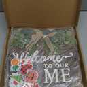 Interchangeable Seasonal Welcome Sign Front Door Decoration, Rustic Round Wood Wreaths Wall Hanging Outdoor, Farmhouse, Porch, for Spring Summer Fall All Seasons Holiday Halloween Christmas.