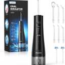 Water Flosser Cordless for Teeth, Water Pick Oral Irrigator with U Shaped Nozzle, 40150 PSI DIY Mode, 350ML Large Tank, Rechargeable Portable Dental Flosser for Braces & Adults