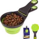 Collapsible Dog Food Scoop with Bag Clip and Measuring Cup Pet Food Scoop for Cats Dogs and Small Pets, 3 Pack