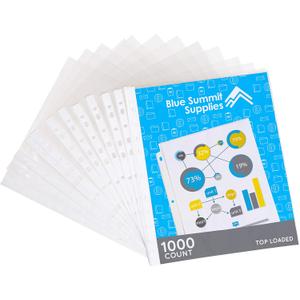 1000 Sheet Protectors 8.5 x 11, Clear Page Protectors, 11 Hole Economy Design, Lightweight Plastic Binder Sleeves, Acid and PVC Free, Clear Plastic Design, 9.25 x 11.25 Top Loaded