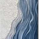 Art Hand-Painted Blue and White Texture Abstract Art Oil Painting Modern Art Oil on Canvas Large Wall Art Deco 45x30 inches,Yi049