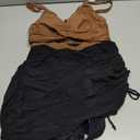 B2prity Women Mesh One Piece Swimdress Swimsuit Tummy Control V Neck Cutout Bathing Suit Wrap Drawstring Sarong Swimwear (M)