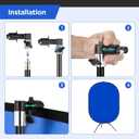 Portable Chromakey Blue/Gray Backdrop with Stand,59 * 39 inch Pop Up Collapsible Backdrop,Foldable Blue Screen 2 in 1 Backscreen for Photo and Video Shooting,Gaming (Blue & Gray), 1*1.5m