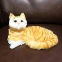 Realistic Orange Tabby Cat Figurine for Indoors Interesting Decoration Soft Hollow 8-Inch Faux Fur Design for Photography Prop or Desktop Art