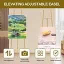 Gold Easel Stand for Sign - Heavy Duty Metal Freestanding Adjustable Display Stand (3-Tier), Large Professional Easel for Paintings, Artwork & Commercial Displays, Durable Exhibition Easel