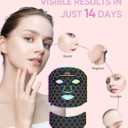 Red Light Photon Facial & Neck Mask with Remote Control, 7 Custom Modes with Infrared, Portable & Rechargeable with Timer for Home Use, 850nm Infrared & Red Light Masks, Black