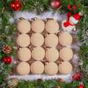 Brightown 15 Pcs Beige Velvet Christmas Balls, 3.15 Inch Velvet Ornaments for Christmas Tree, Christma Tree Flocked Ornaments Balls for Family Holiday Wedding Party Xmas Hanging Decoration
