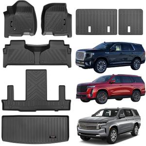 for 2021-2025 Chevy Tahoe/GMC Yukon(Not XL) 7 Seat Floor Mats & Trunk Cargo Liner & Backrest Mat TPE All Weather Protection Accessories (only for 7 Seater)